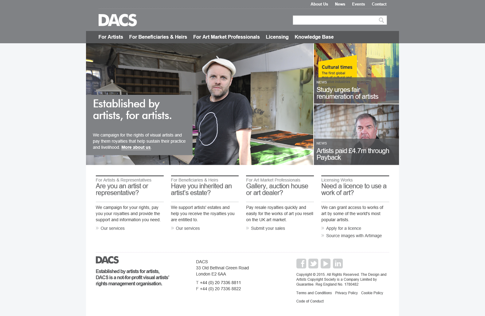 DACS website screenshot