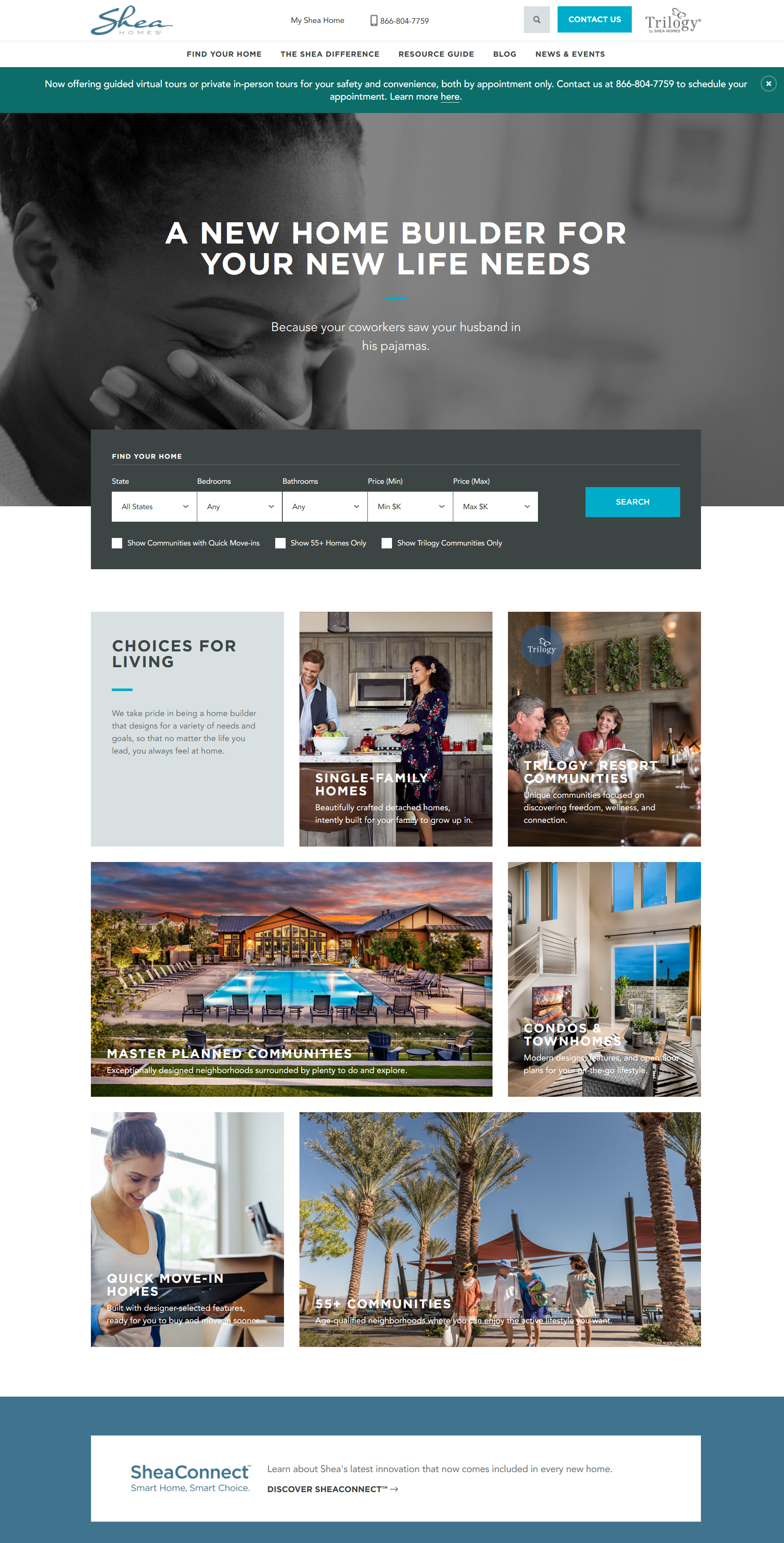 Shea Homes website screenshot